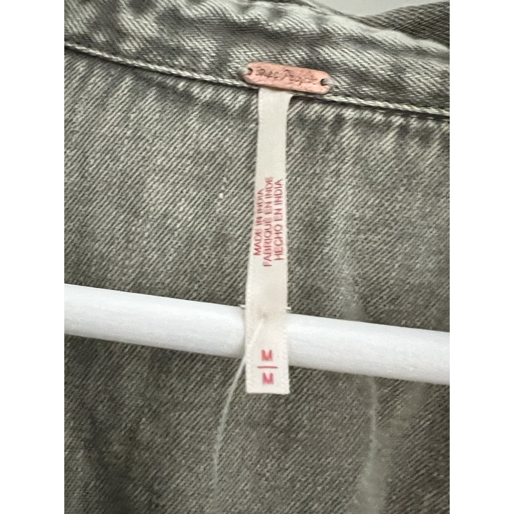 NWT Free People Mad Love Denim Midi Dress Cotton Fitted Long Sleeve Size M Sage - Picture 5 of 10